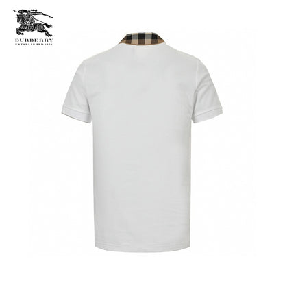 Burberry Polo Shirt with Check Collar (White)