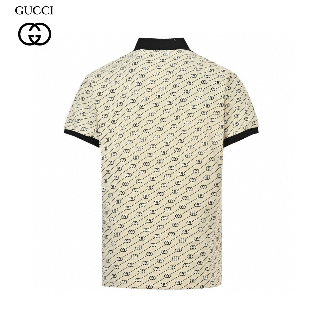 Gucci Beige GG Pattern Polo Shirt