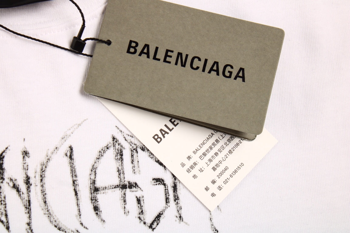 Balenciaga Multi-Logo T-Shirt (White)