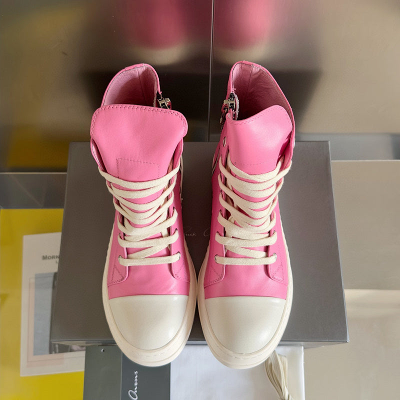 Rick Owens Hot Pink High-Top Sneakers