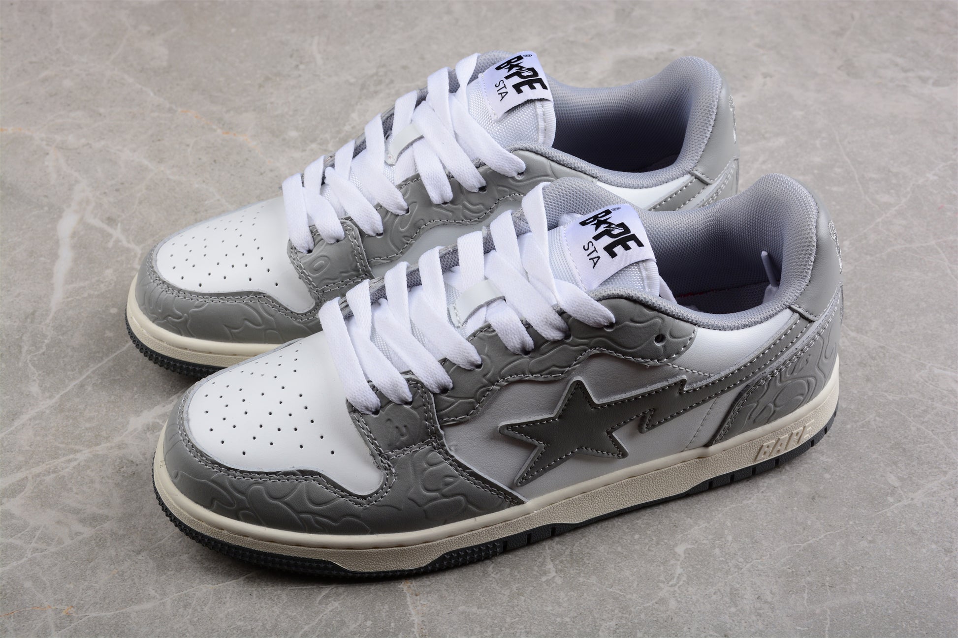 BAPE STA Low-Top Sneakers in White and Gray