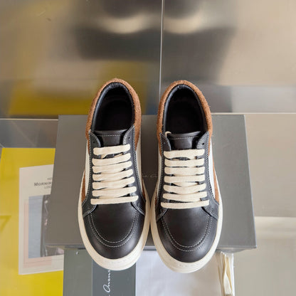 Rick Owens Black and Brown Low-Top Sneakers