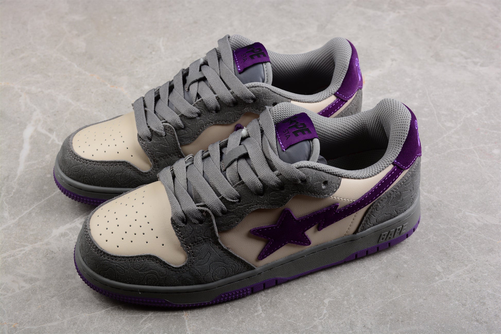 BAPE STA Low-Top Sneakers in Grey and Purple