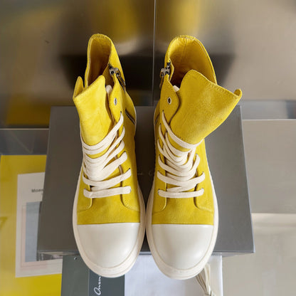 Rick Owens Yellow High-Top Sneakers