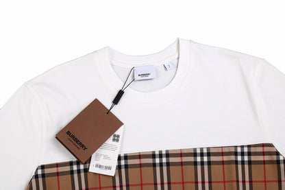 Burberry Check Panel T-Shirt (White)