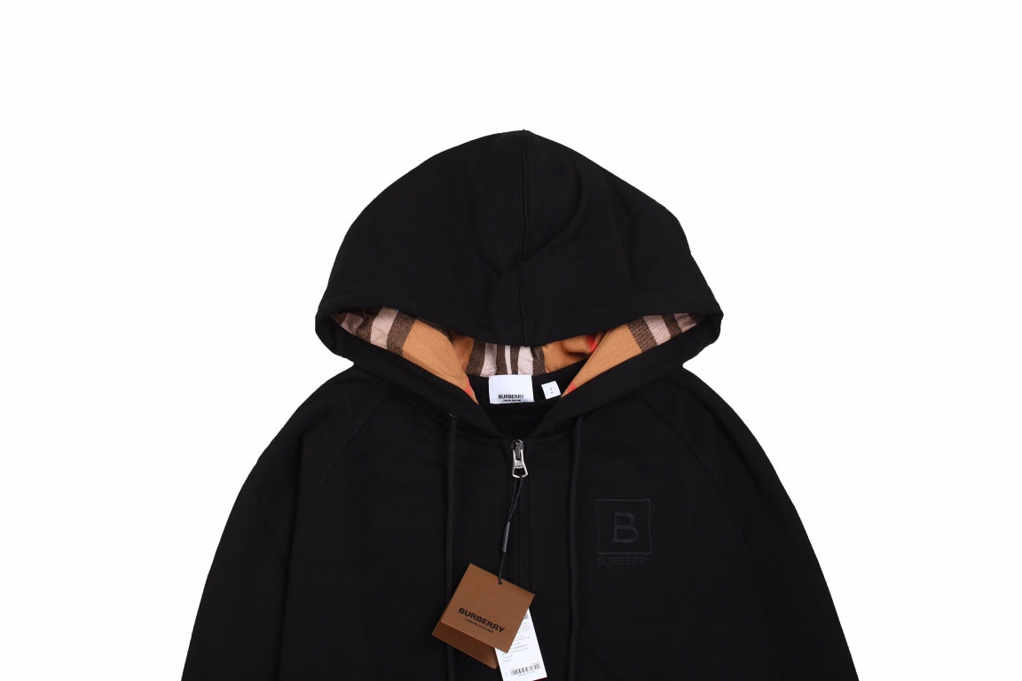 BURBERRY ZIP-UP HOODIE BLACK