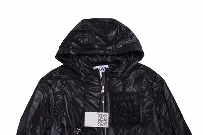 Loewe Hooded Puffer Jacket - Shiny Black