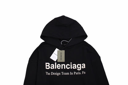 BALENCIAGA PARIS TEAM HOODIE BLACK