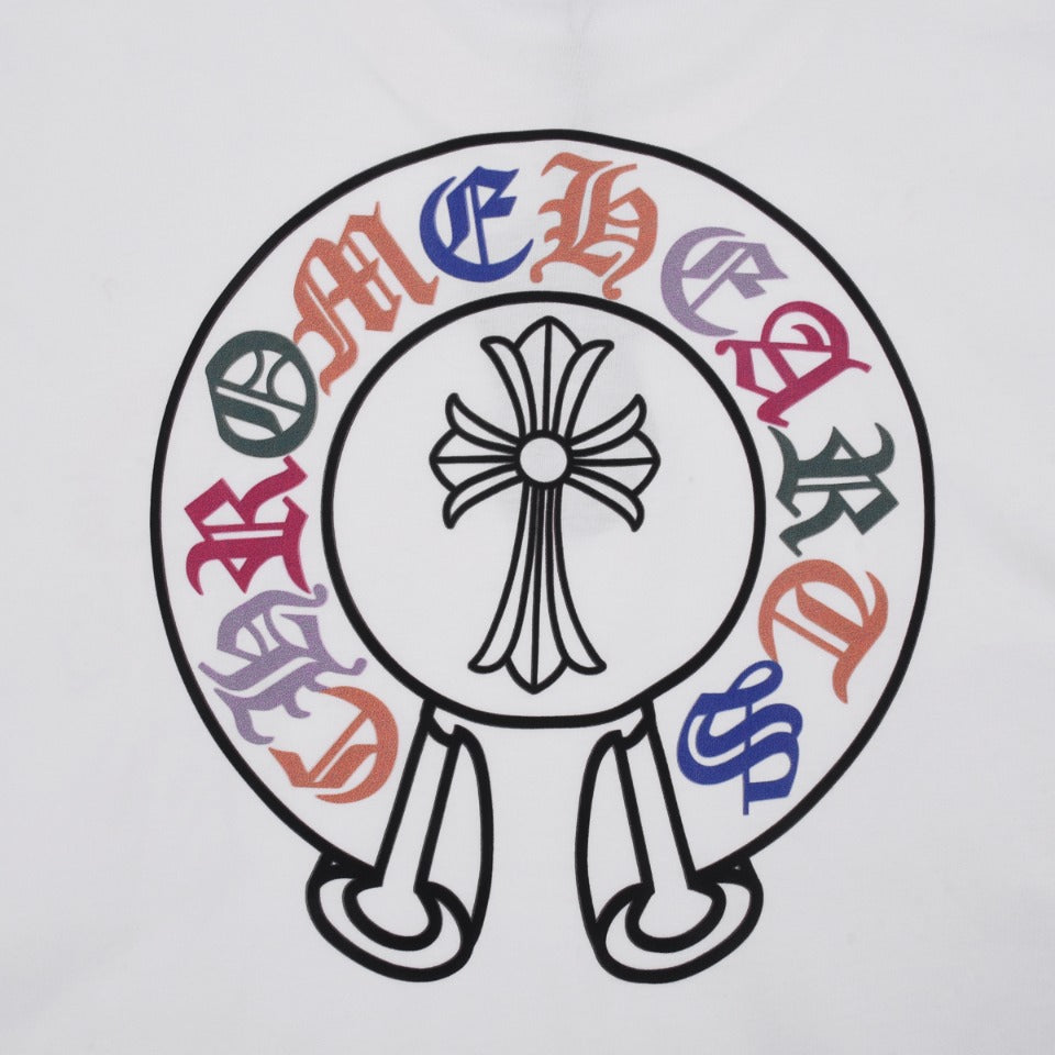 CHROME HEARTS MULTICOLOR HORSE SHOE LOGO T-SHIRT WHITE