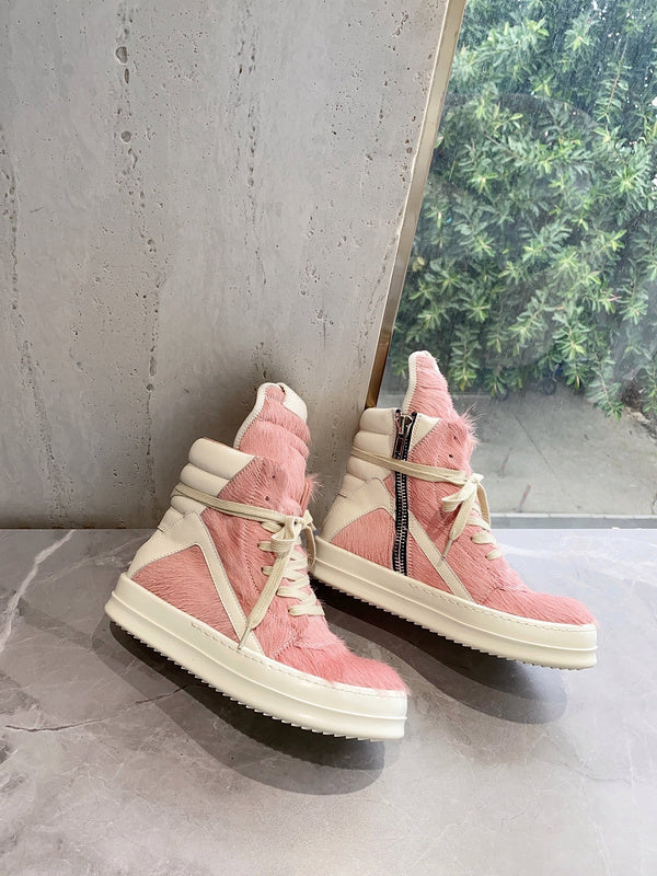 Rick Owens Geobasket Sneakers - Pink Pony Hair