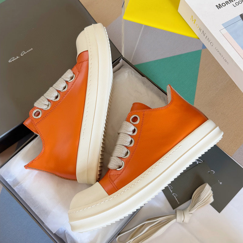 Rick Owens Orange Low-Top Sneakers