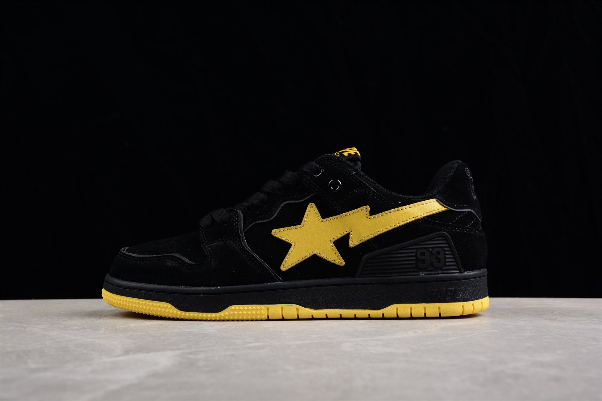 BAPE STA Low-Top Sneakers in Black and Yellow