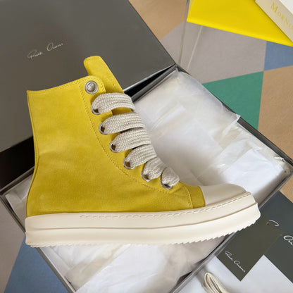 Rick Owens Yellow High-Top Sneakers