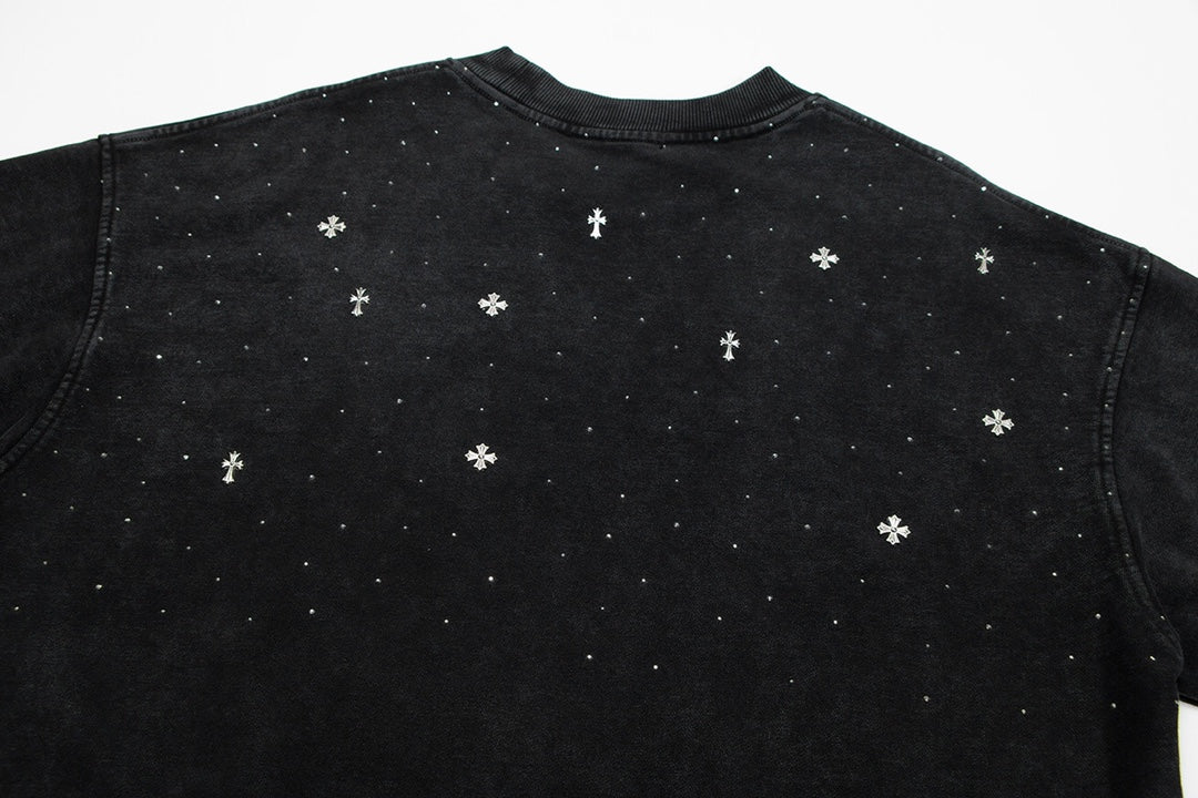 CHROME HEARTS STARRY RHINESTONE SWEATSHIRT WASHED BLACK