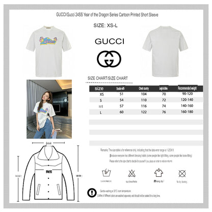 Gucci White T-Shirt with Pink Dinosaur Graphic