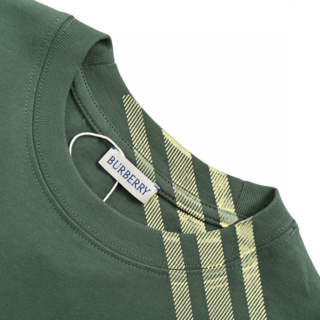 Burberry Green Check Pattern T-Shirt