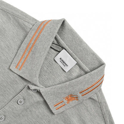 Burberry Striped Collar Polo Shirt in Grey