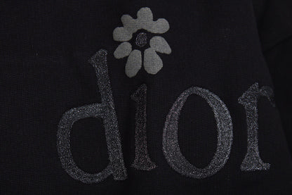 DIOR FLOWER LOGO HOODIE BLACK