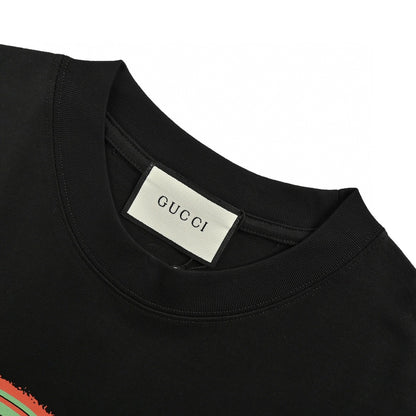 Gucci Multicolor Interlocking G Logo Black T-Shirt  primereps