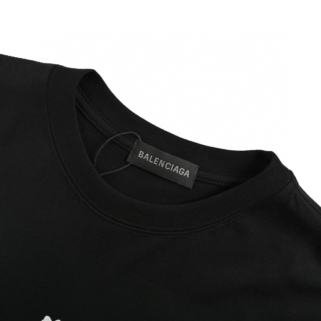 Balenciaga Multicolor Graphic Logo Black T-Shirt Primereps