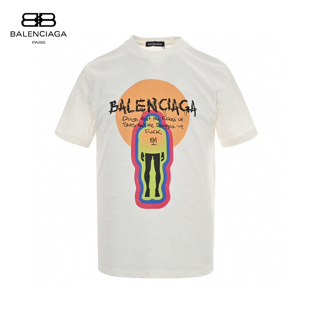 Balenciaga White T-Shirt with Graphic Design