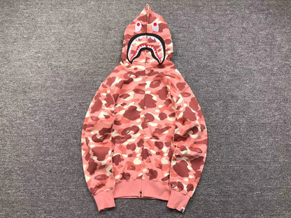 BAPE x BARBIE DOT CAMO SHARK FULL ZIP HOODIE PINK