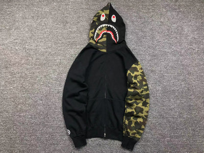 BAPE GREEN CAMO FULL ZIP HOODIE BLACK