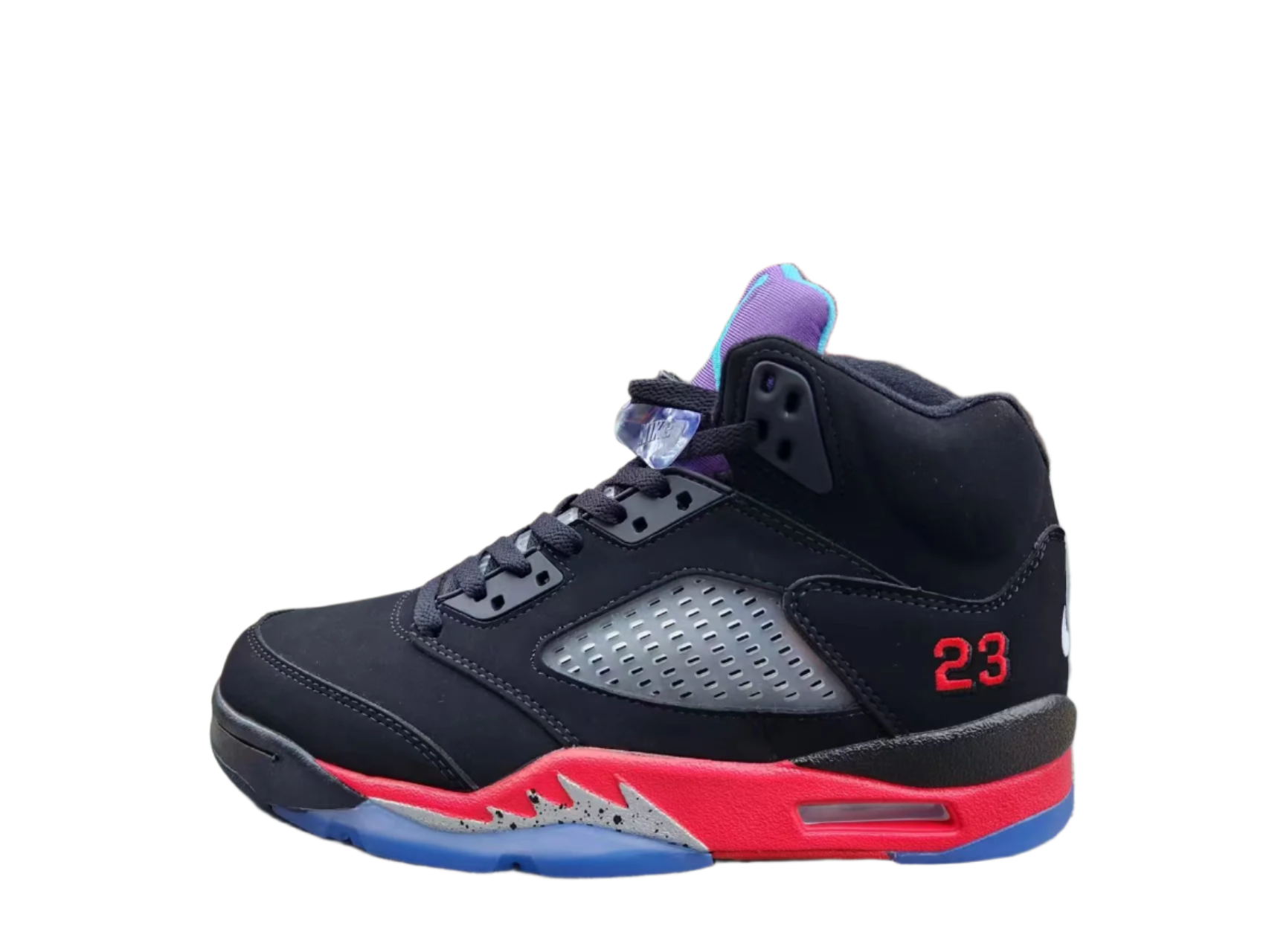 Jordan 5 black, red and purple