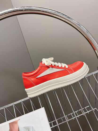 Rick Owens Low-Top Sneakers - Red Leather