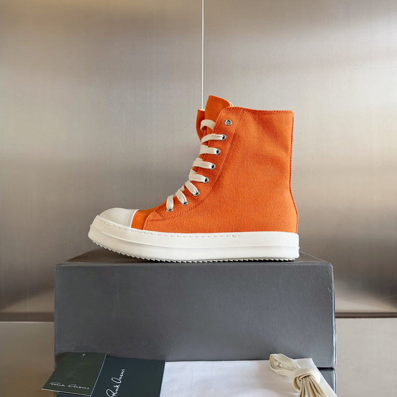 Rick Owens Orange High-Top Sneakers