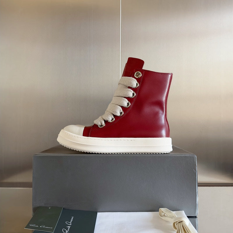 Rick Owens Red High-Top Sneakers