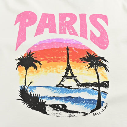 Balenciaga White T-Shirt with Paris Graphic