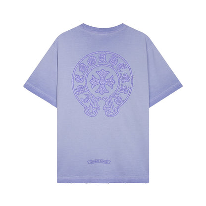 CHROME HEARTS HORSE SHOE LOGO T-SHIRT WASHED LIGHT BLUE