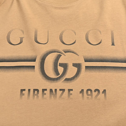 Gucci Tan T-Shirt with Firenze 1921 Logo