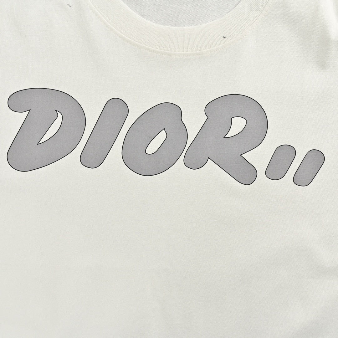 Dior Oversized Grey Logo White T-Shirt