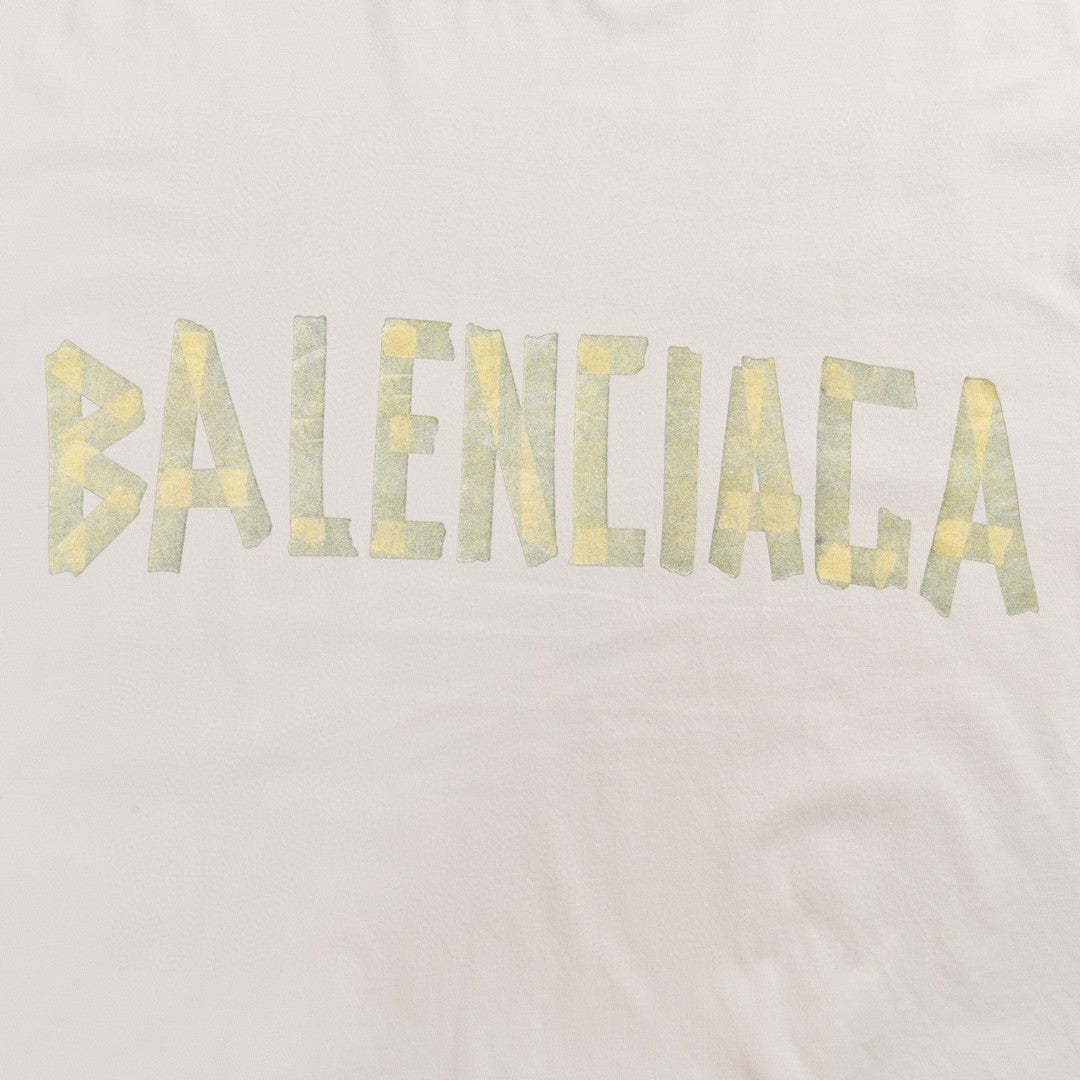 Balenciaga Pastel Logo T-Shirt in Off-White