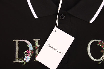 Dior Polo Shirt with Floral Logo Design