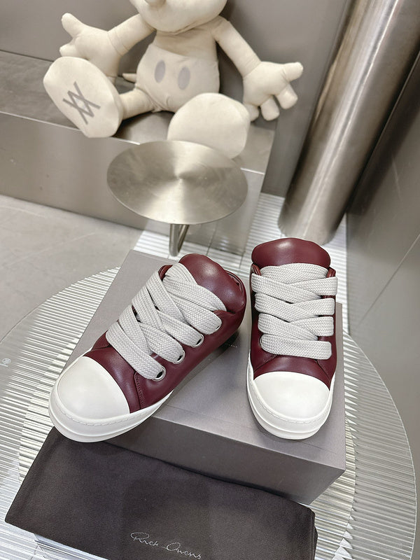 Rick Owens Burgundy Low-Top Sneakers