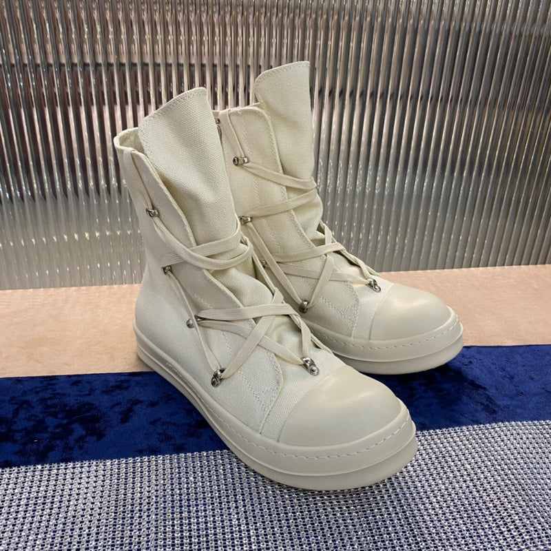 Rick Owens High-Top Canvas Boots - Cream