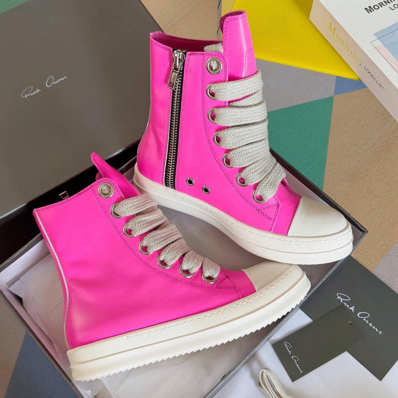 Rick Owens Pink High-Top Sneakers