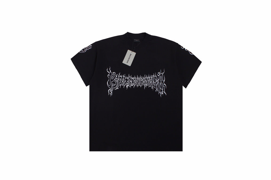 Balenciaga T-shirt with Gothic Flame Logo