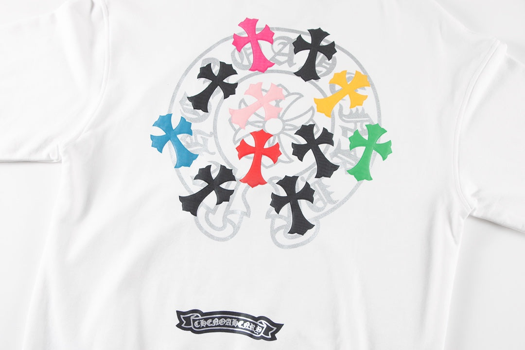 CHROME HEARTS COLORED CROSS HORSE SHOE LOGO SWEATSHIRT WHITE