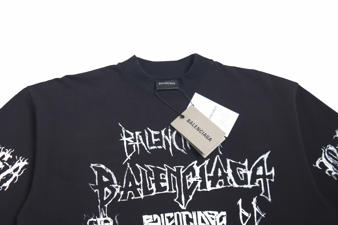 Balenciaga Multi-Logo T-Shirt (Black)