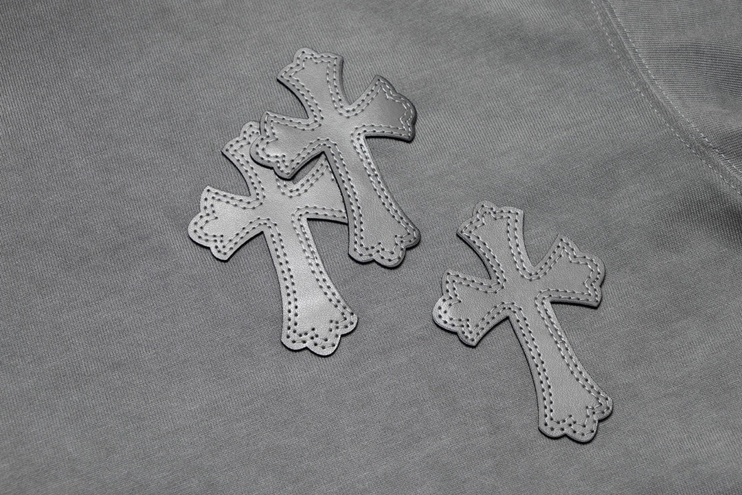 CHROME HEARTS CROSS PATCH T-SHIRT WASHED GREY