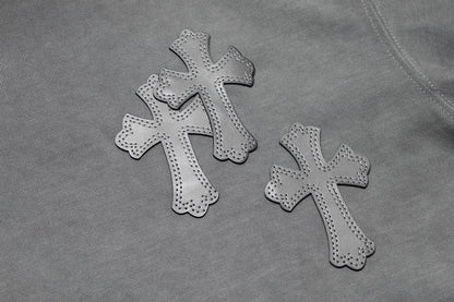 CHROME HEARTS CROSS PATCH T-SHIRT WASHED GREY