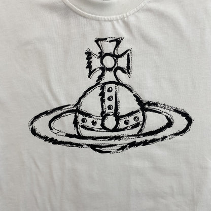 VIVIENNE WESTWOOD ROUGHLY STITCHED ORB T-SHIRT WHITE