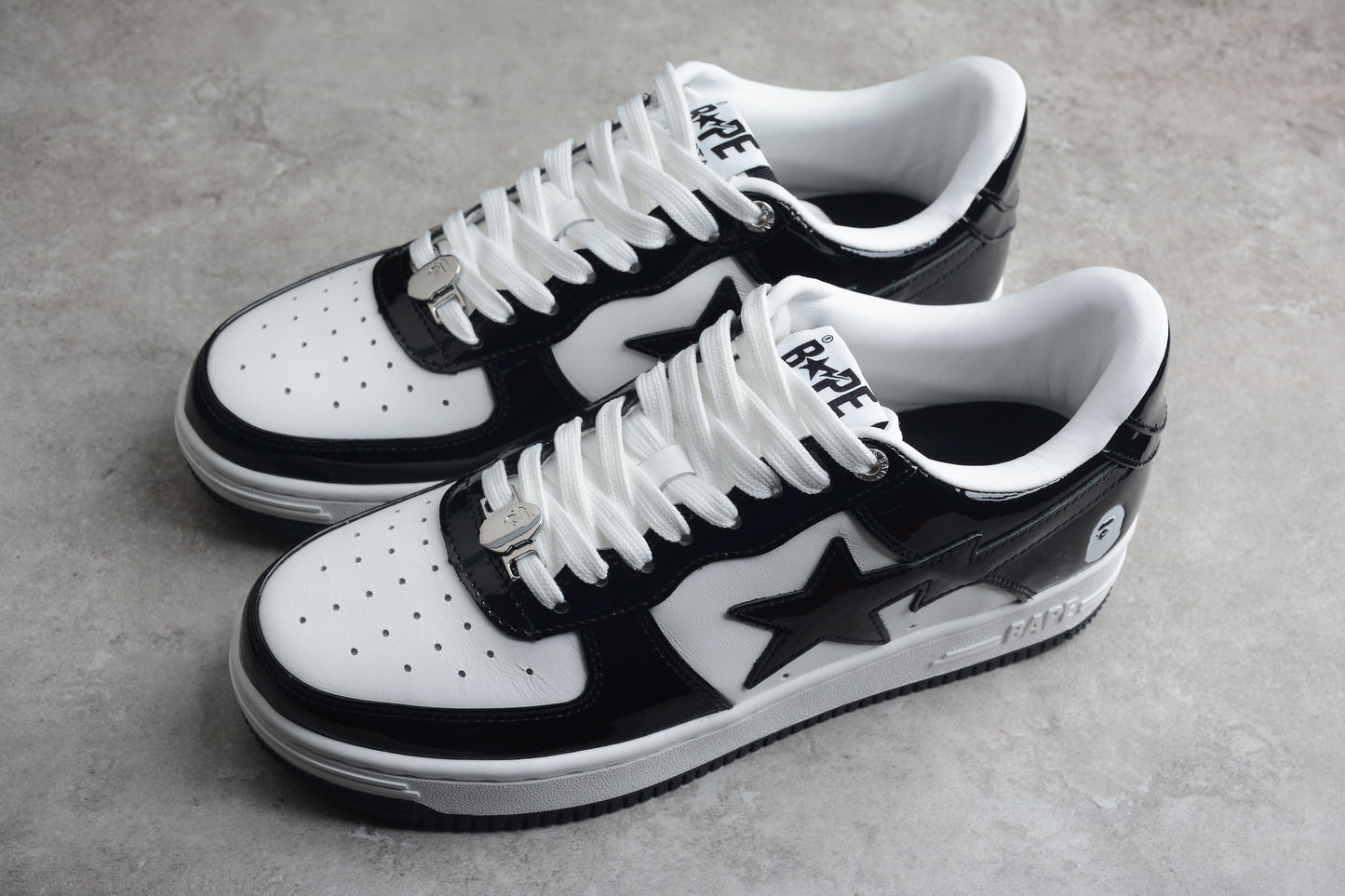 BAPE STA Low-Top Sneakers in Black and White