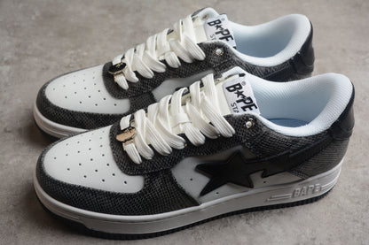 BAPE STA Low-Top Sneakers with Black Snakeskin Pattern