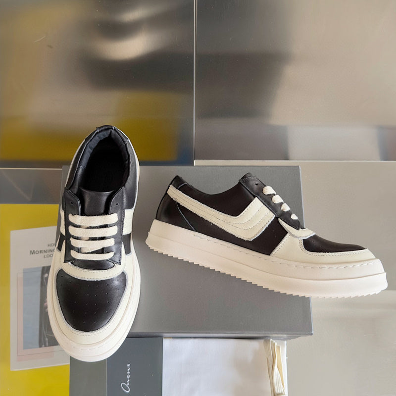 Rick Owens Black and White Low-Top Sneakers