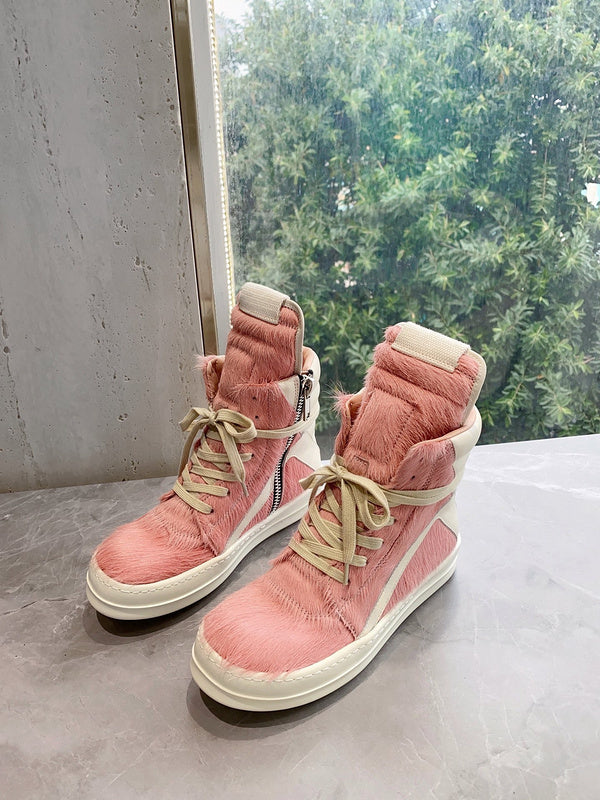 Rick Owens Geobasket Sneakers - Pink Pony Hair